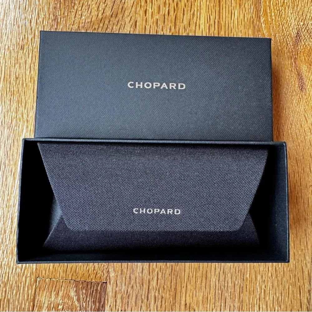NWT Chopard Gold Butterfly Sunglasses Metal Frame Smoke Gradient Lenses
